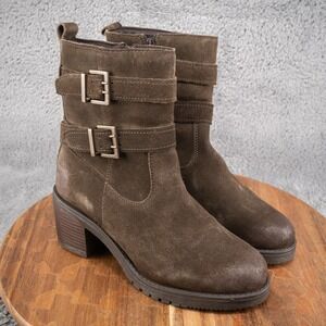 Vintage Foundry Co Women's Charmaine Suede Leather Booties Olive Green Size 8